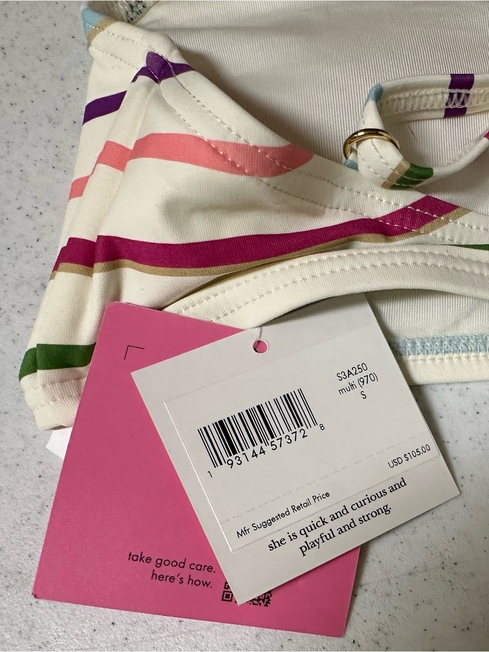 Kate Spade Multi Striped Bikini Top and Bottom NWT - Picture 9 of 12
